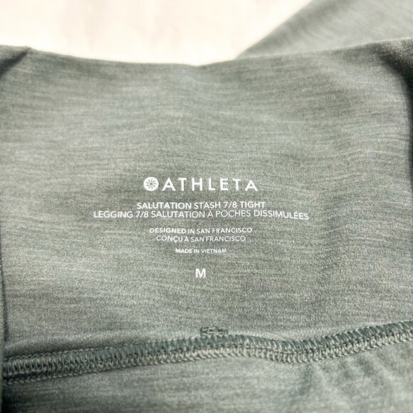 Athleta Salutation Stash 7/8 Tight Leggings Green Heather Powervita EUC Size M - Picture 4 of 7